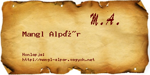 Mangl Alpár névjegykártya